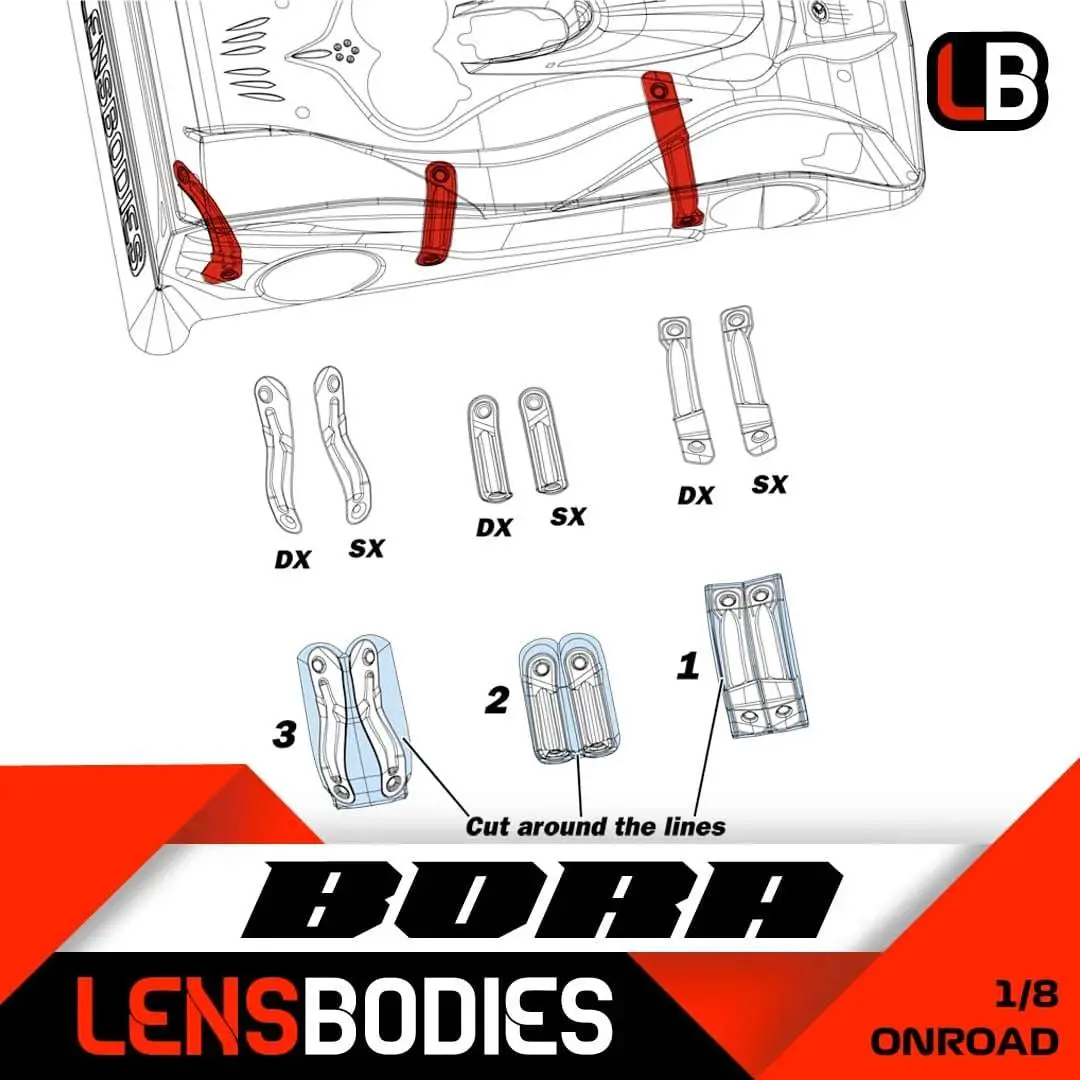 Lens Bodies 1/8 On-Road Body Stiffener 1