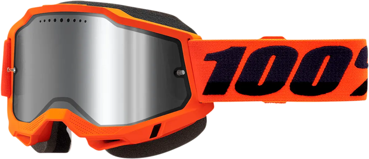 100% Accuri 2 Snow Goggles - Neon Orange - Silver Mirror 50022-00004 1