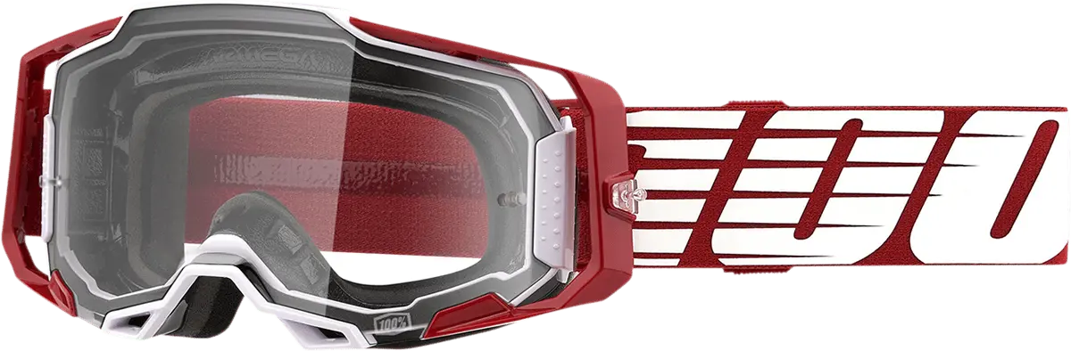 100% Armega Goggles - Oversized Deep Red - Clear 50004-00009 1