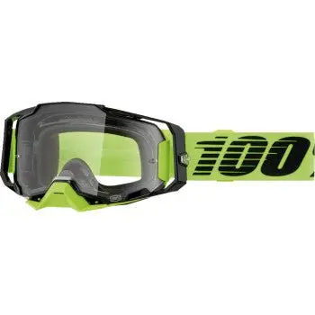 100% Armega Motocross Goggles - 50004-00032 - Neon Yellow - Clear 1