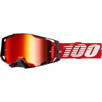 100% Armega Motocross Goggles - 50005-00033 - Red - Red Mirror 1