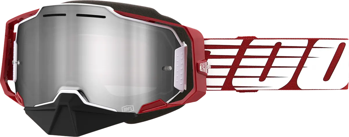 100% Armega Snow Goggles - Oversized Red - Silver Mirror 50008-00006 1