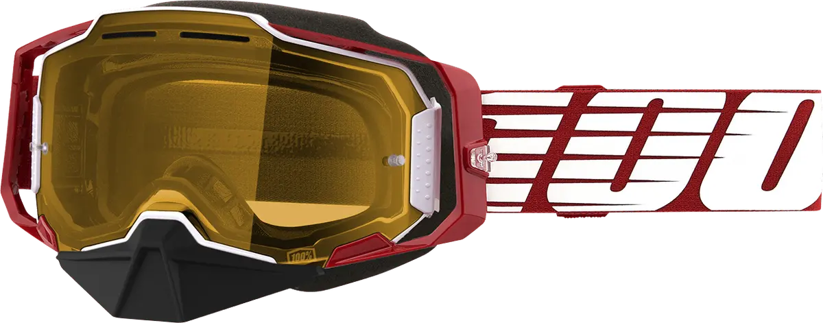 100% Armega Snow Goggles - Oversized Red - Yellow - Part Number 50007-00006 1