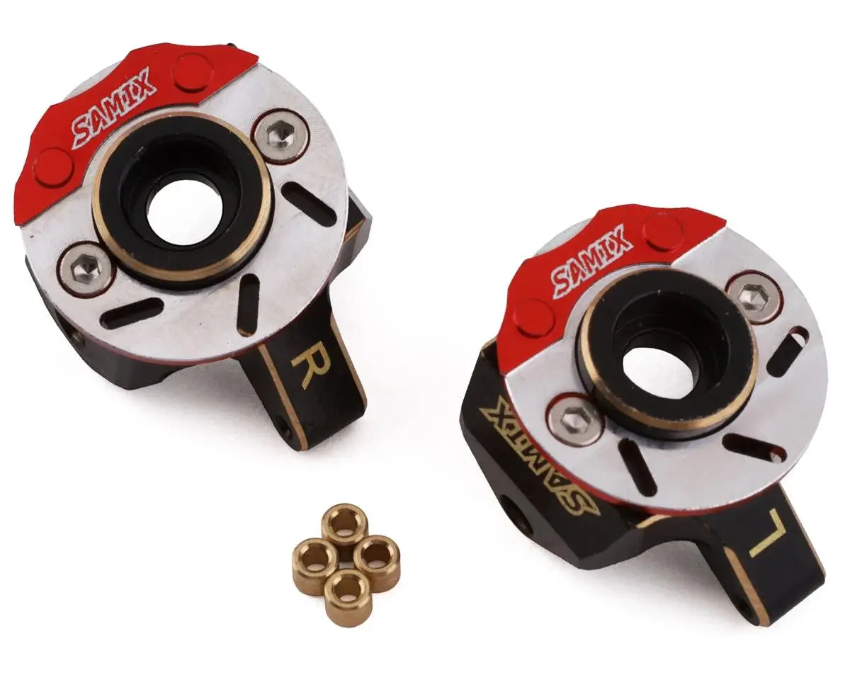 Samscx24-4412Fs Samix Scx24 Brass Heavy Steering Knuckle Set W/Brake Rotor 1