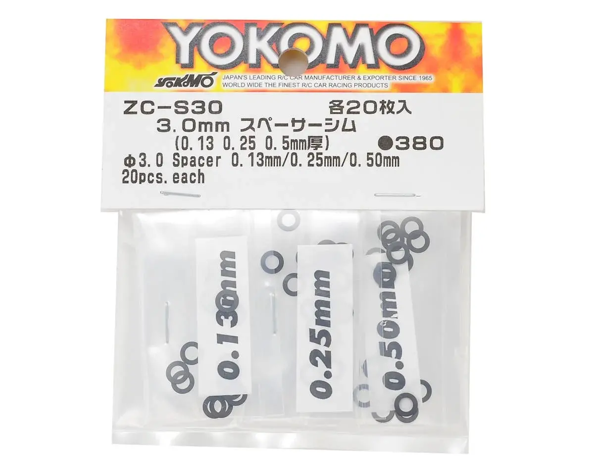 Yokzc-S30a Yokomo 3.0Mm Shim Spacer Set (0.13Mm, 0.25Mm & 0.50Mm) 1