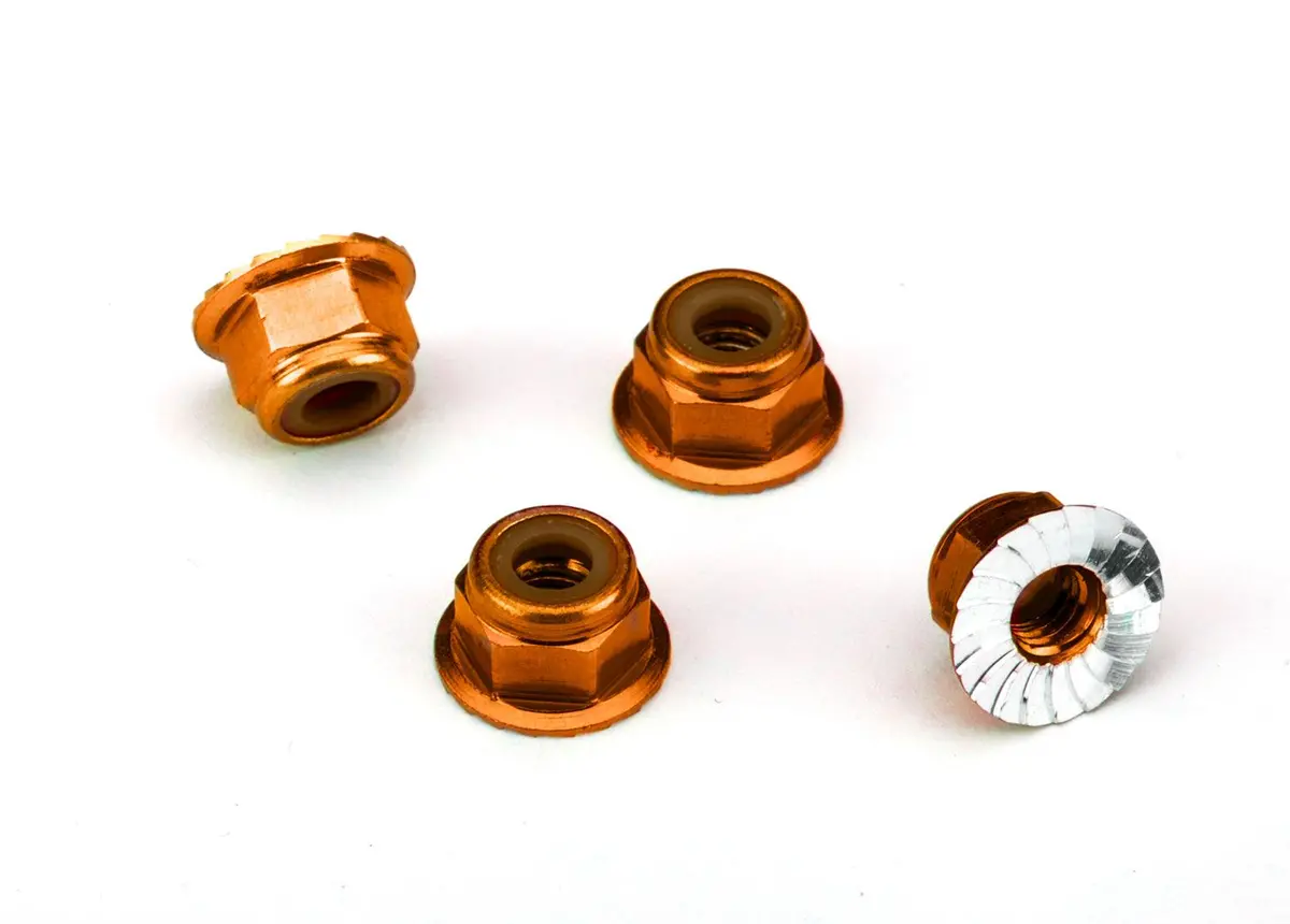 Traxxas Nuts 4Mm Flanged Lock Orange - Tra1747t 1