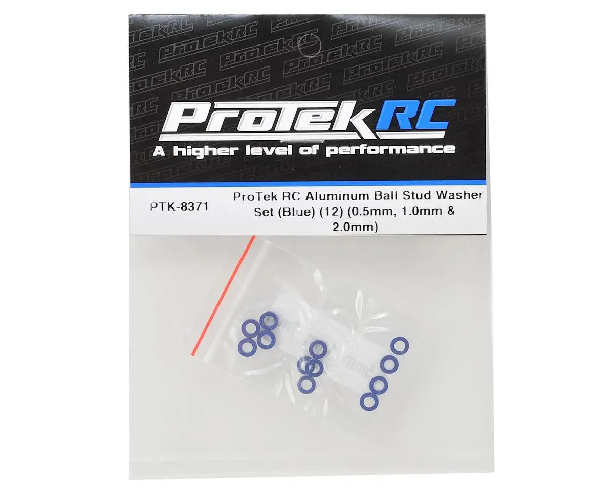 Ptk-8371 Protek Rc Aluminum Ball Stud Washer Set (Blue) (12) (0.5Mm, 1.0Mm & 2.0Mm) 2