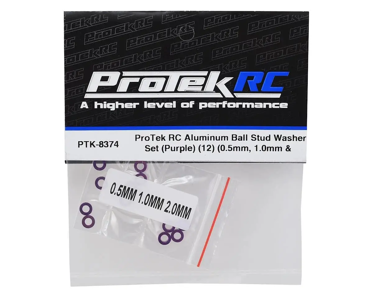 Ptk-8374 Protek Rc Aluminum Ball Stud Washer Set (Purple) (12) (0.5Mm, 1.0Mm & 2.0Mm) 2