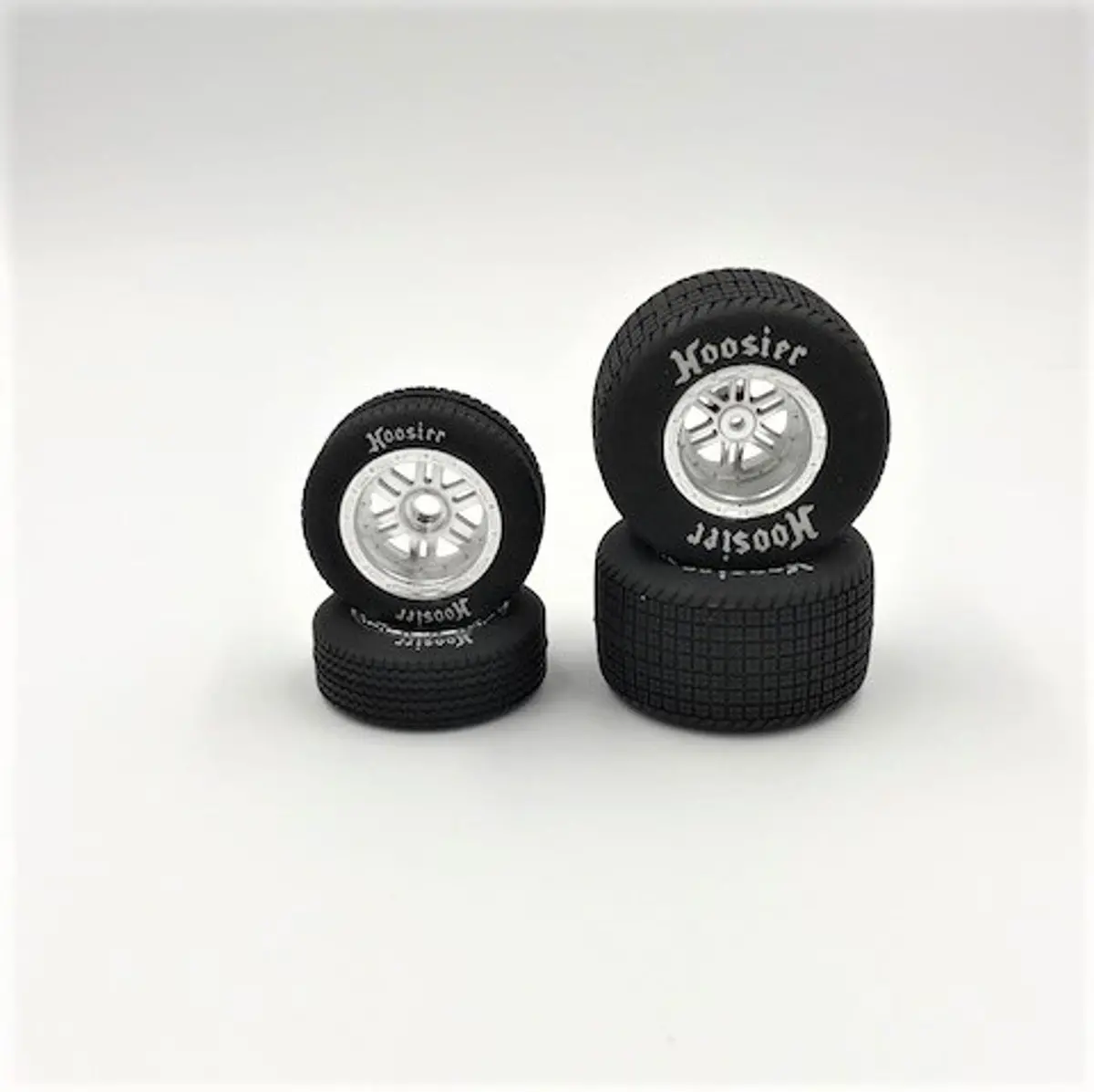 1Rc Fr/Rr Soft Tires & Chrome Wheels, Hoosier, 1/18 Sprint (4) 1