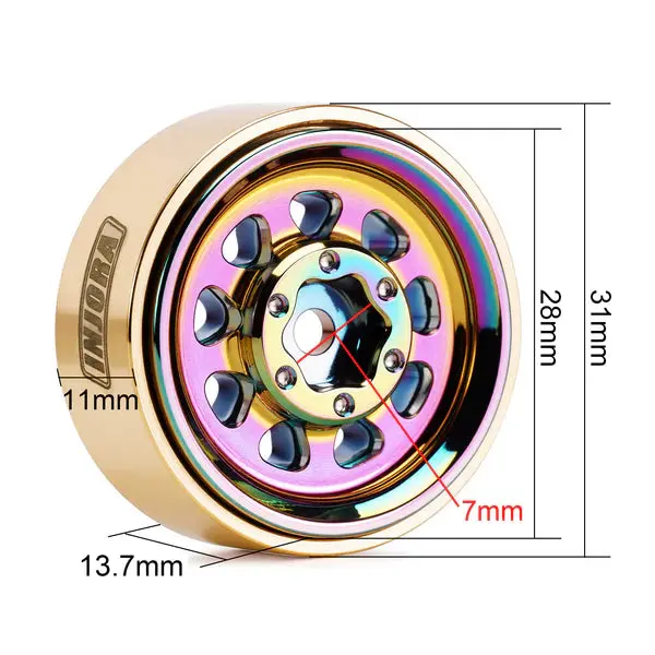 Injora 1.0" Brass -3.75Mm Offset Wheels For Micro Crawlers 2