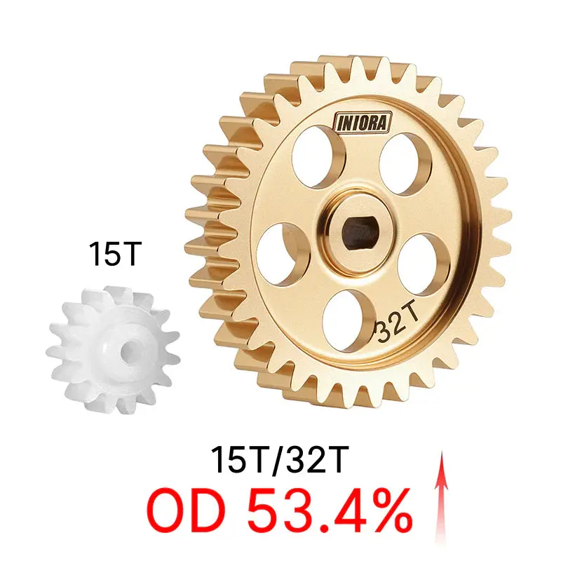 Injora Brass Transmission Main Gear With Plastic Motor Pinion For Losi Micro-B Micro-T 1