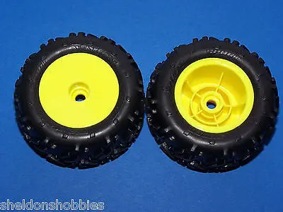 Team Losi Mini Smashers Glued: 1/18 Scale - Front Yellow Wheels #Losb1185 1