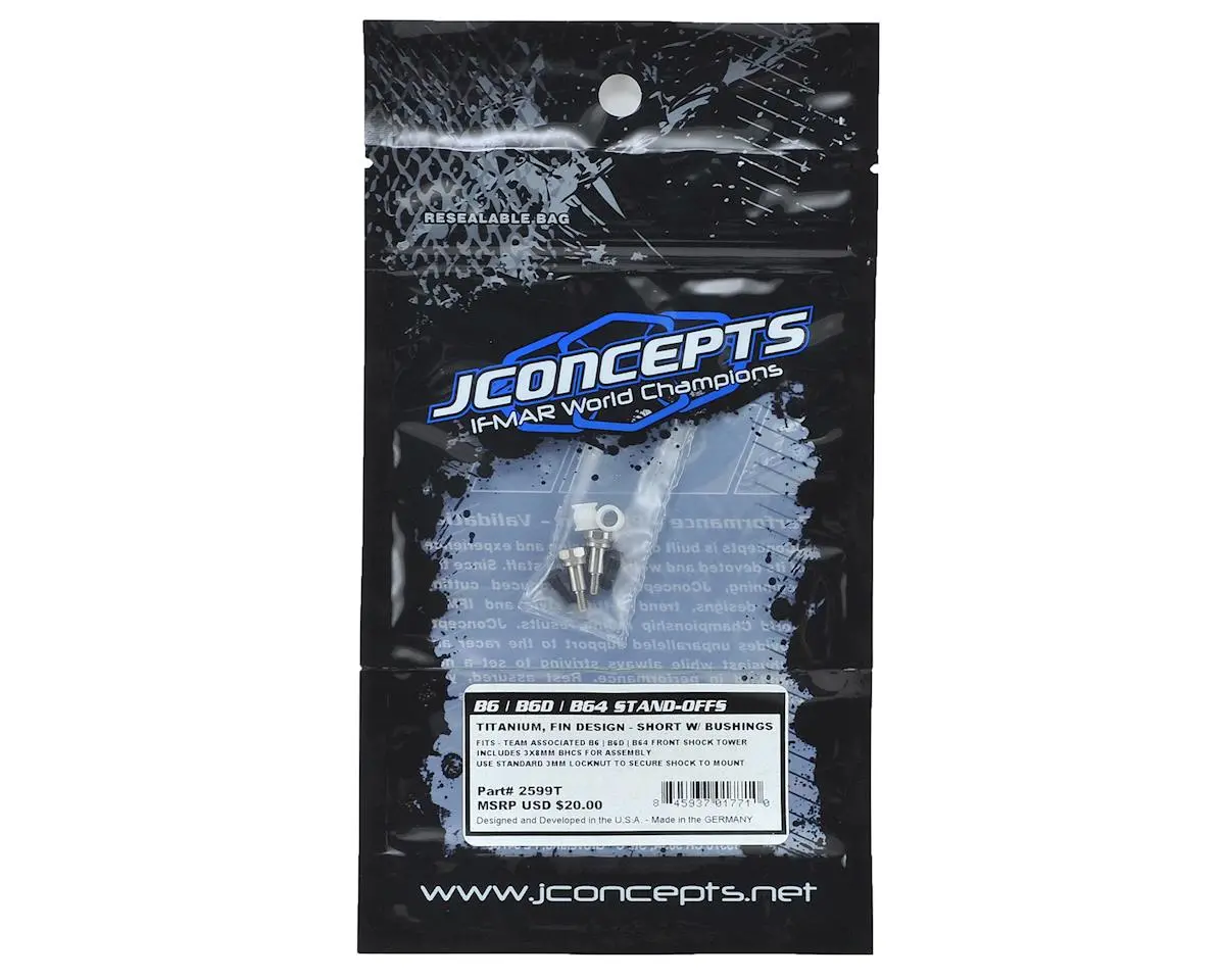 Jconcepts B6/B6d Fin Short Titanium Shock Standoffs W/Bushing (Front) 2