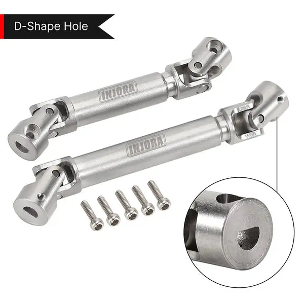 Injora Stainless Steel Drive Shafts With D Shaped Hole For Scx24 C10 Jlu Bronco Base Camp 4Runner 2