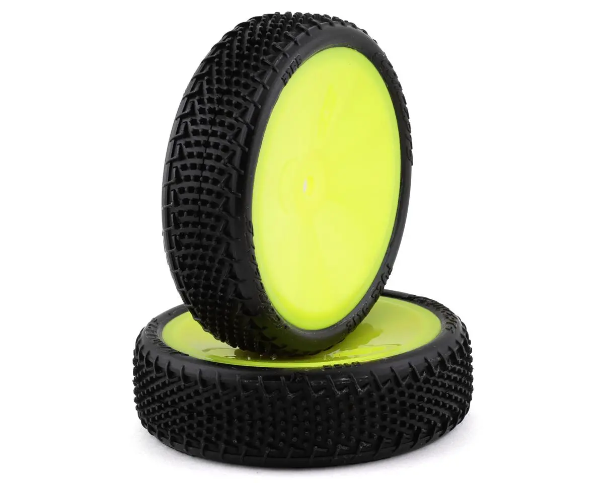 Jconcepts Fuzz Bite Lp 2.2 Pre-Mounted 2Wd Front Buggy Carpet Tires (Yellow) (2) (Pink) W/12Mm Hex 1