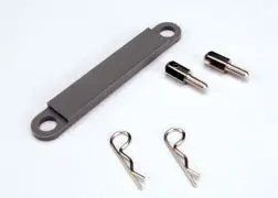 Battery Hold-Down Plate (Grey) / Metal Posts (2) / Body Clips (2) 1