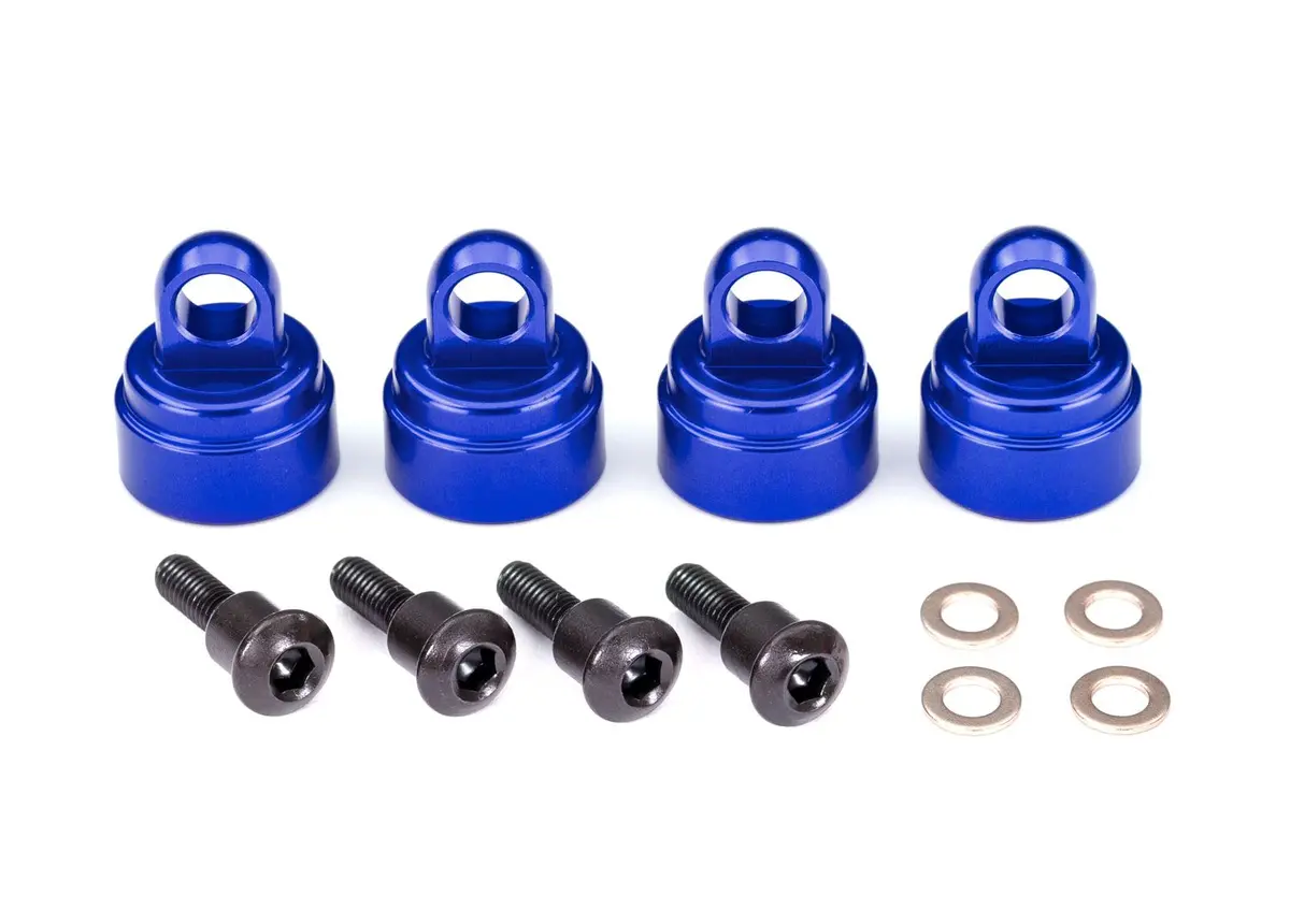 Aluminum Shock Caps, Blue (4): Ultra Shocks (Tra3767a) 1