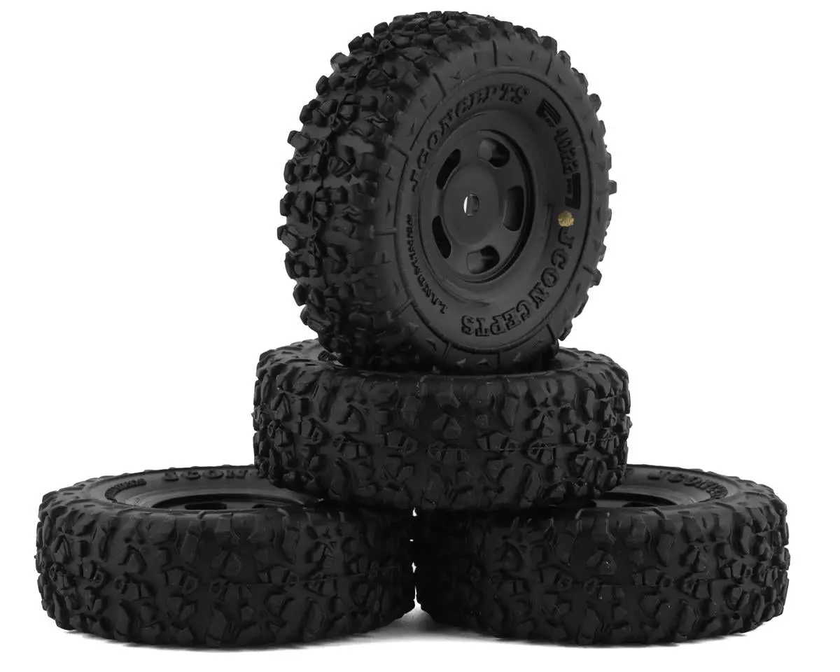Jconcepts Landmines 1.0" Pre-Mounted Tires W/Glide 5 Wheels (Black) (4) (Green) W/7Mm Hex 1