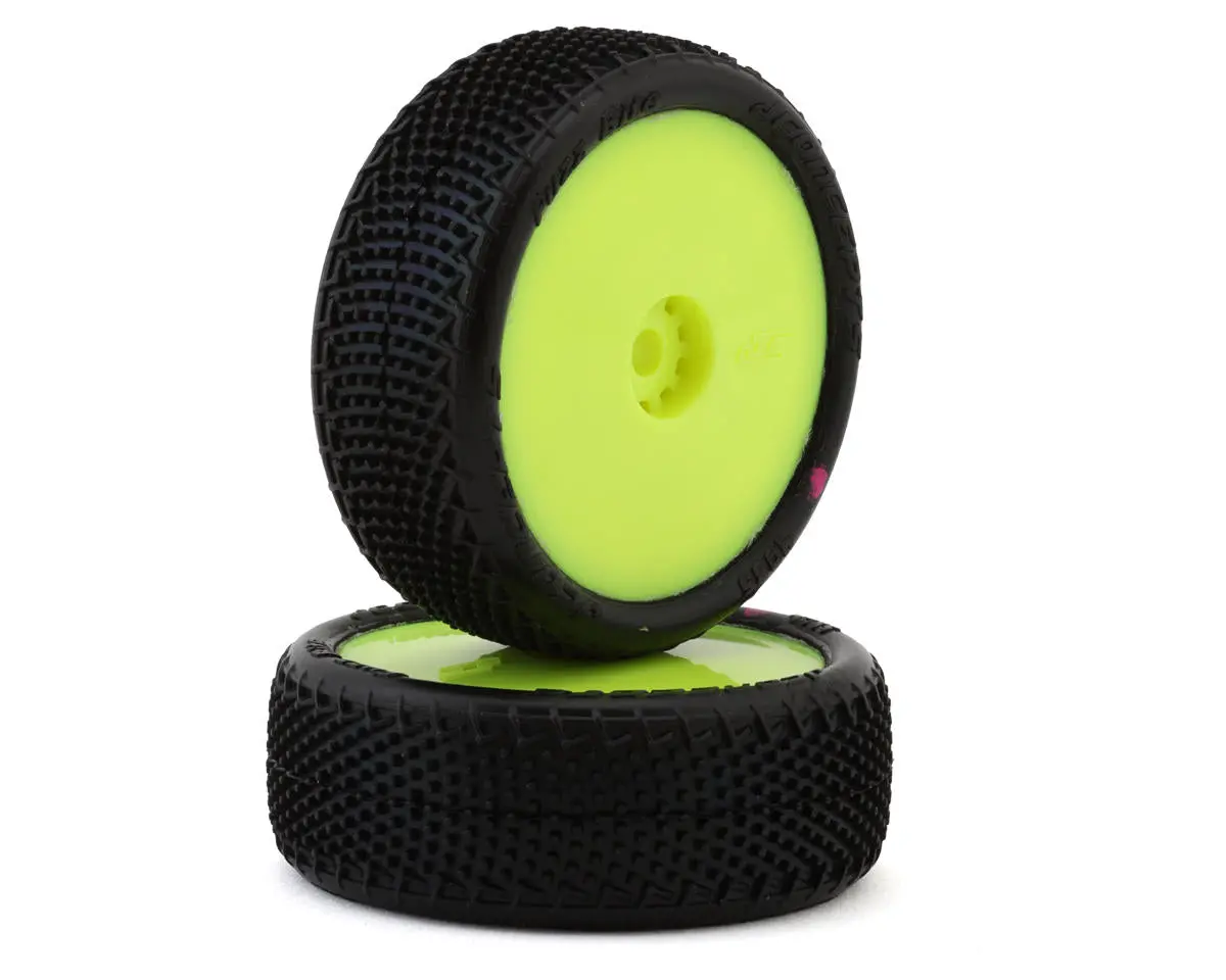 Jconcepts Mini-B Fuzz Bite Pre-Mounted Front Tires (Yellow) (2) (Pink) 1