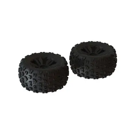 Ara550059 1/8 Dboots Copperhead2 Mt Front/Rear 3.8 Pre-Mounted Tires, 17Mm Hex, Black (2) 1