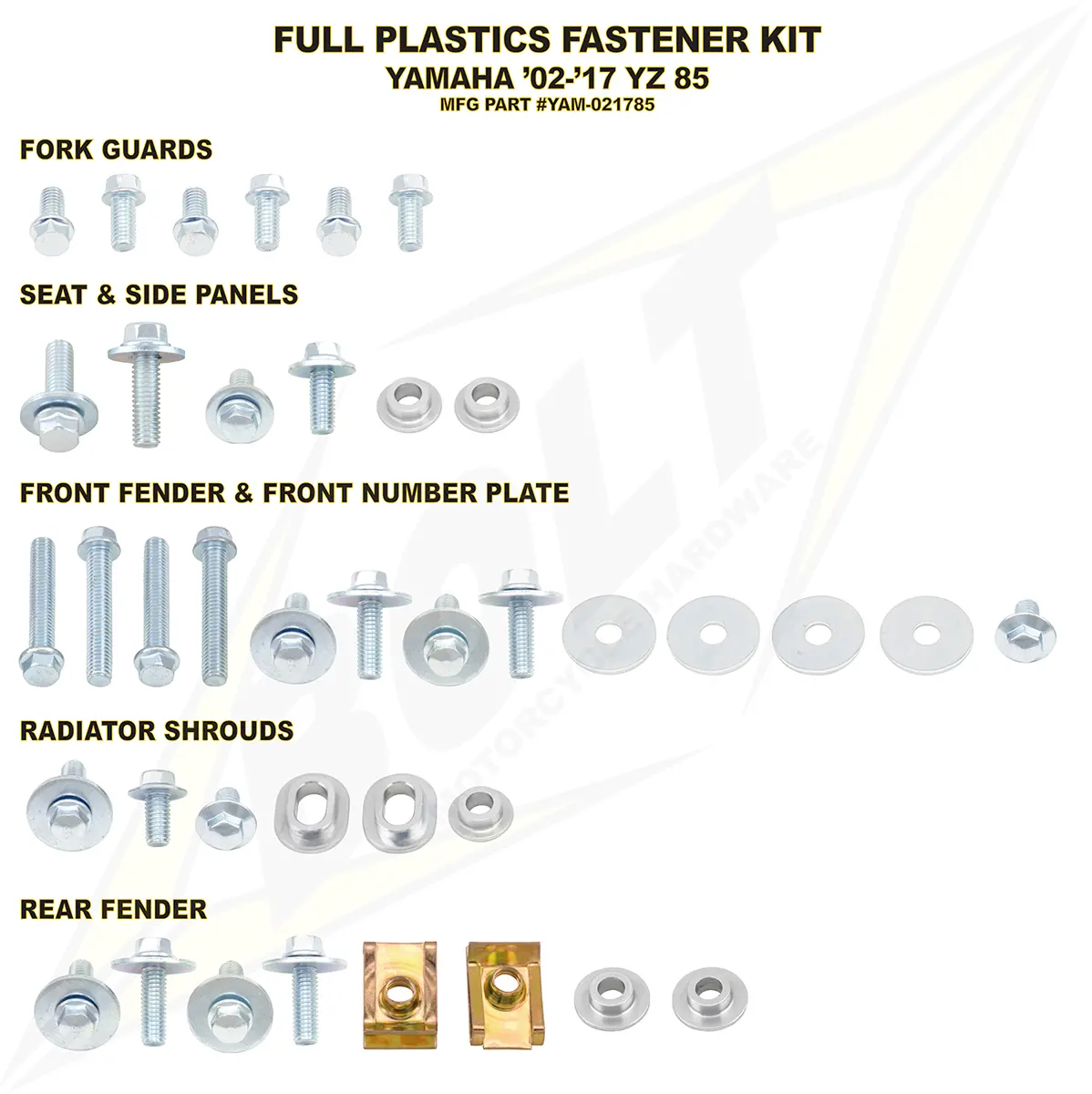 Bolt Yam-021785 Body Work Fastener Kit For Yamaha Yz85 2002-2021 1