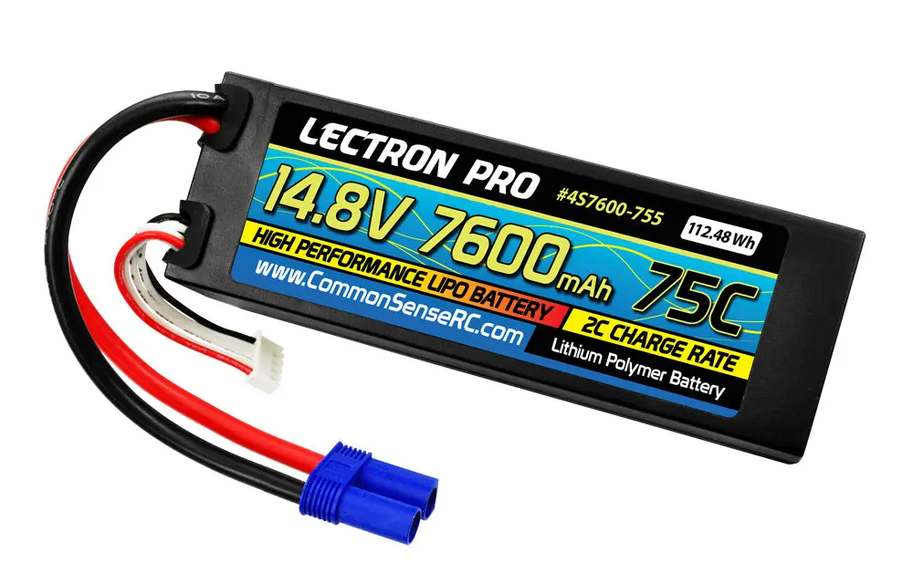 Lectron Pro 14.8V 7600Mah 75C Hard Case Lipo Battery With Ec5 Connector 1