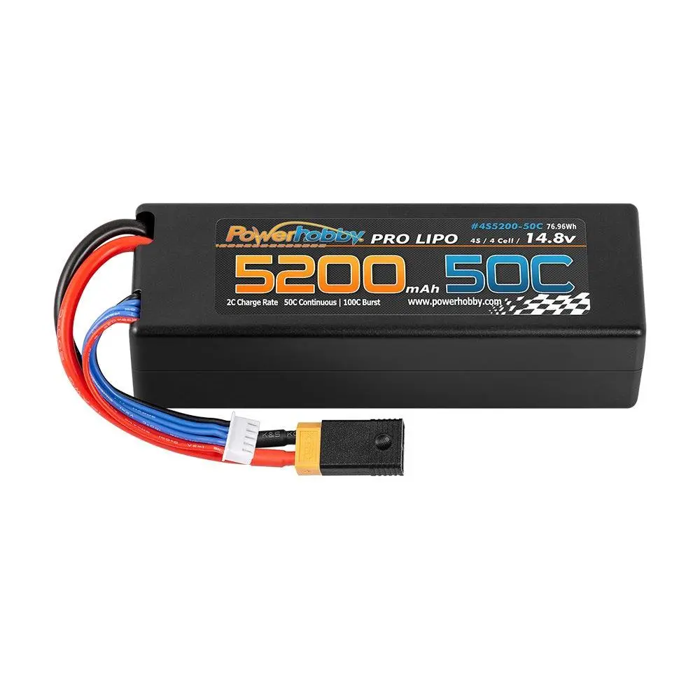Powerhobby 4S 14.8V 5200Mah 50C Lipo Battery W Xt60 + Adapter Plug Hard Case Lcg 1