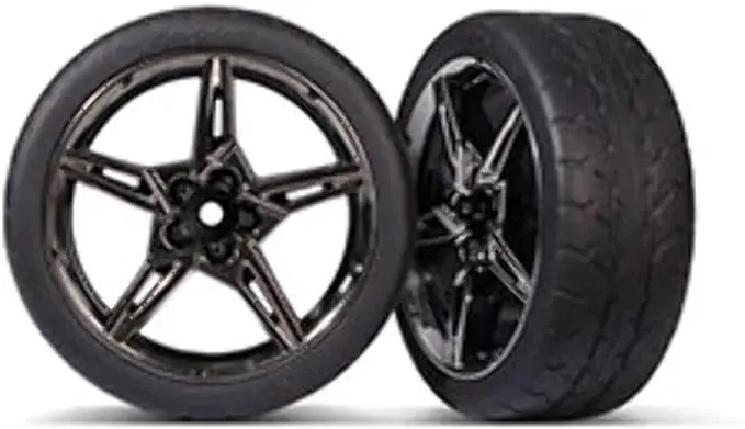 Tires & Wheels, Assembled, Glued (Split-Spoke Black Chrome Wheels - 9370 1