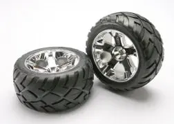 Tires & Wheels, Assembled, Glued (All-Star Chrome Wheels, Anaconda® Tires, Foam Inserts) (Nitro Front) (1 Left, 1 Right) 1