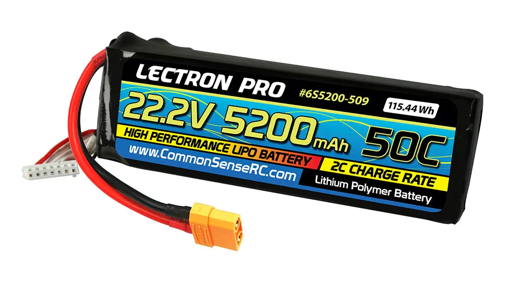 Lectron Pro 22.2V 5200Mah 50C Lipo Battery With Xt90 Connector For Large Planes, Helis, Quads & 1/8 Trucks 1