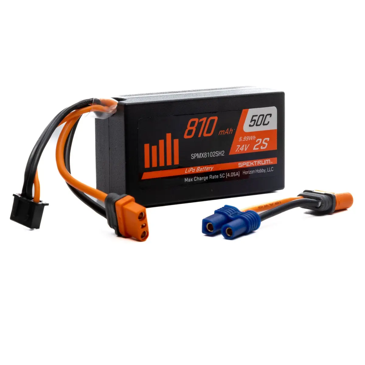 Spektrum 7.4V 810Mah 2S 50C Lipo Battery: Ic2 1