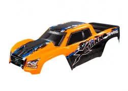 Body, X-Maxx®, Orange (Painted, Decals Applied) (Assembled With Front & Rear Body Mounts, Rear Body Support, And Tailgate Protector) 1