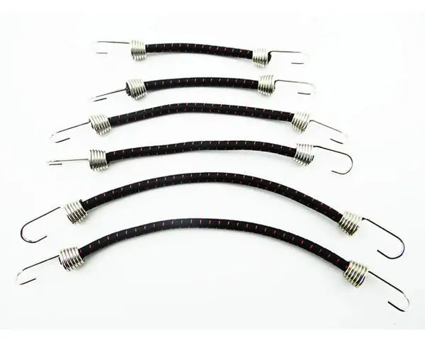 Hot Race 1/10 Scale Elastic Cord Set (6) Black W/ Red 1