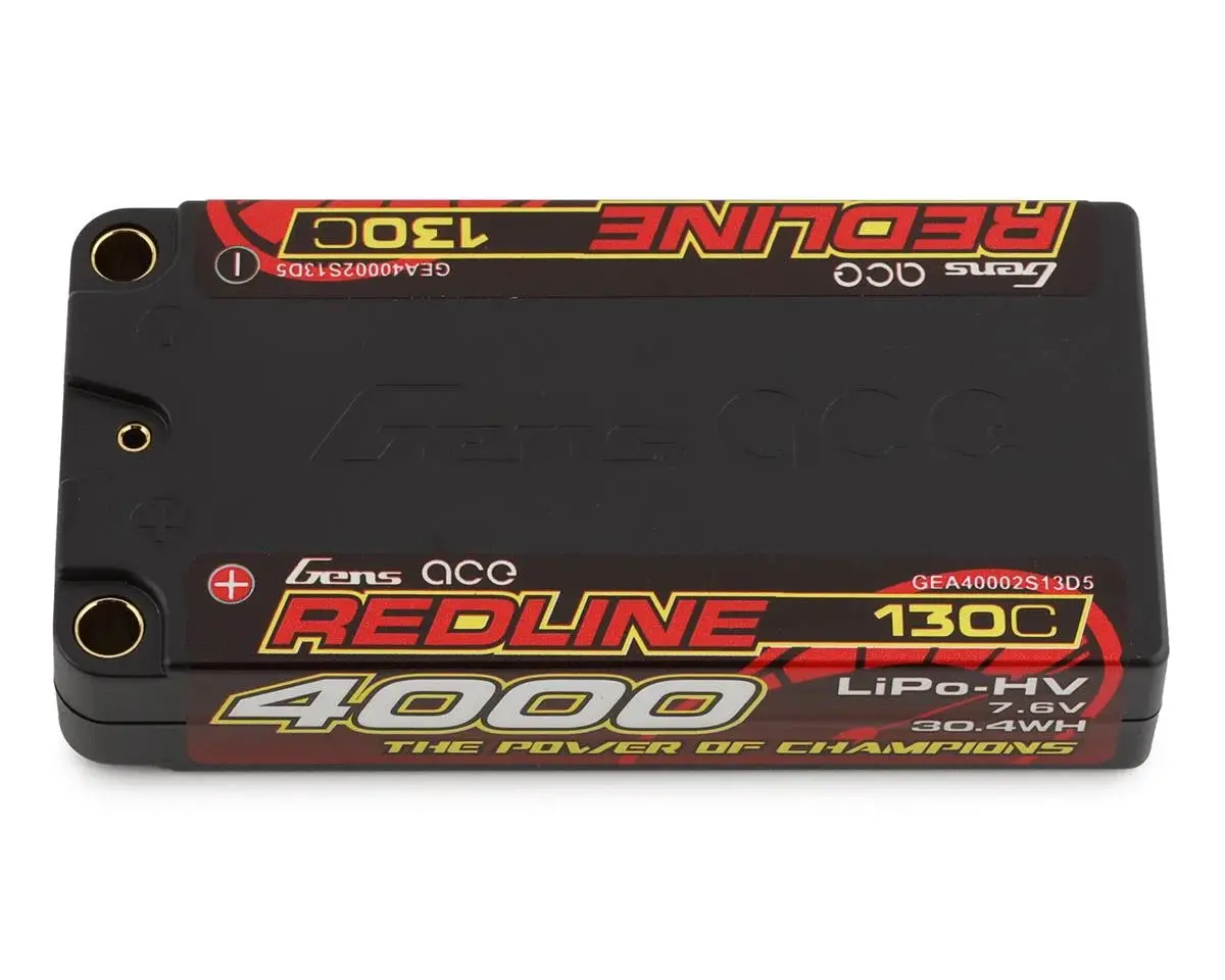 Gens Ace Redline 2S Lihv Lipo Lcg Battery 130C (7.6V/4000Mah) W/5Mm Bullets - Gea40002s13d5 1