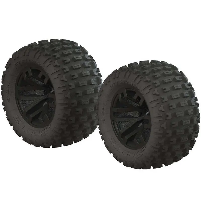 Arrma 1/10 Dboots Fortress Mt 2.2/3.0 Pre-Mounted Tires, 14Mm Hex, Black (2) 1