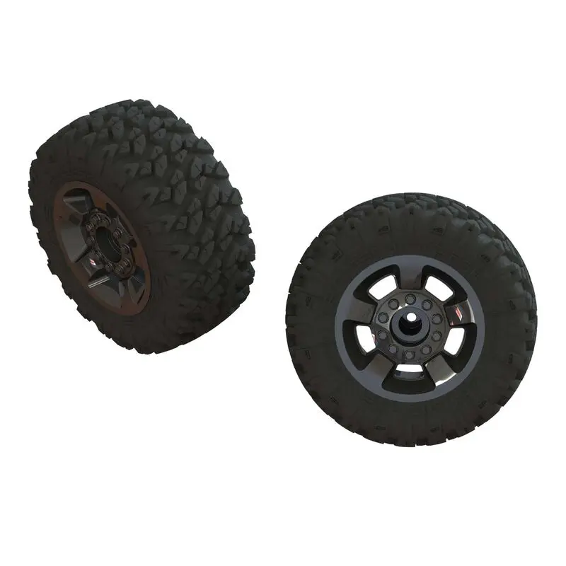 1/8 Ragnarok Mt Front/Rear 2.8 Pre-Mounted Tires, St, 14Mm Hex, Black Chrome (2) 1