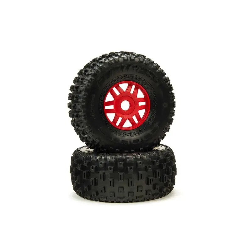 1/8 Dboots Fortress Front/Rear 2.4/3.3 Pre-Mounted Tires, 17Mm Hex, Red (2) 1