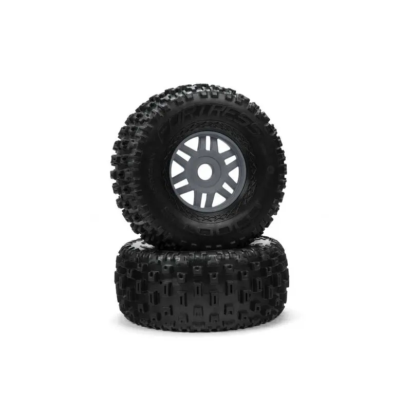 1/8 Dboots Fortress Front/Rear 2.4/3.3 Pre-Mounted Tires, 17Mm Hex, Gunmetal (2) 1