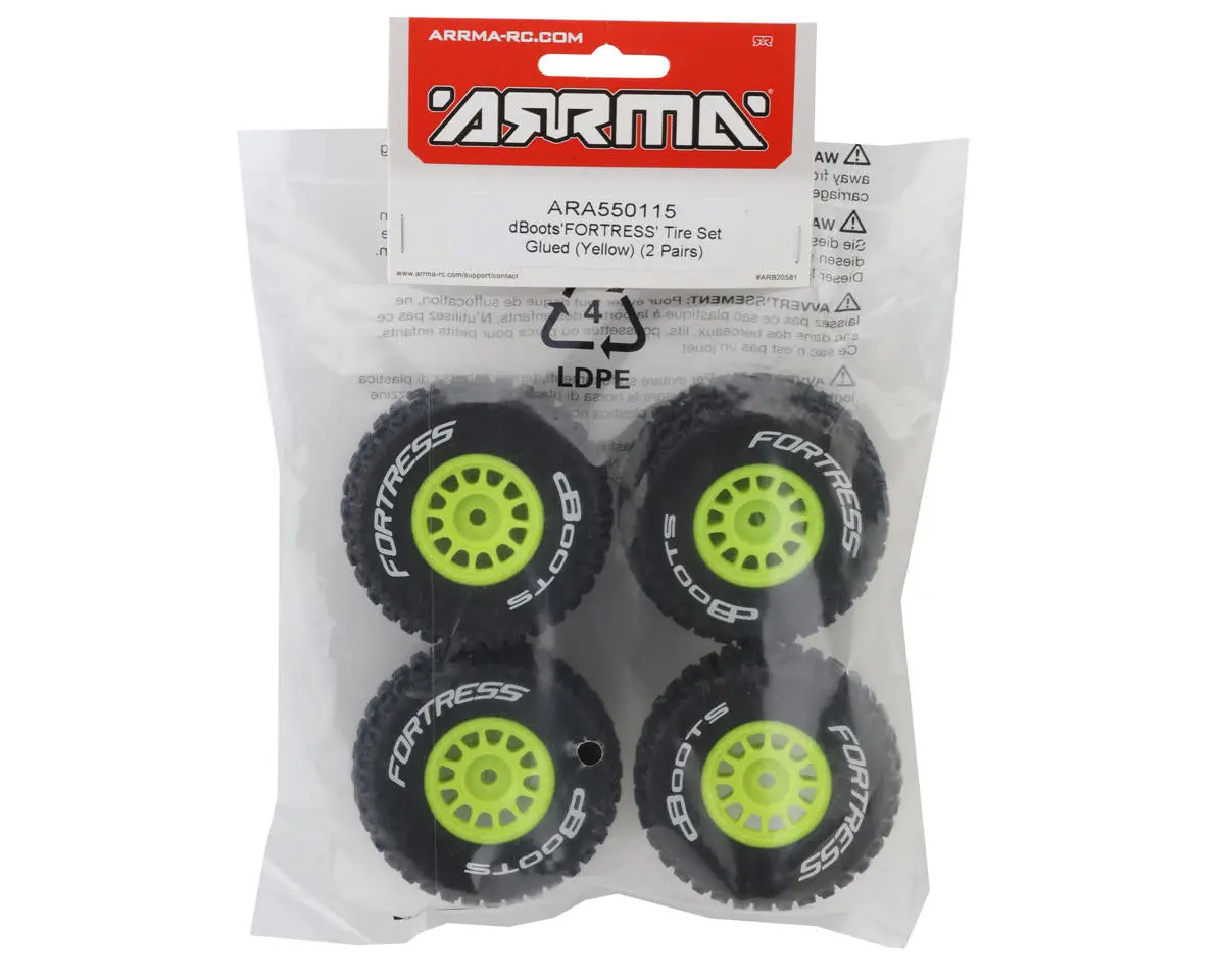 Arrma Mojave Grom Dboots 'Fortress' Pre-Mounted Tires (Yellow) (4) 1