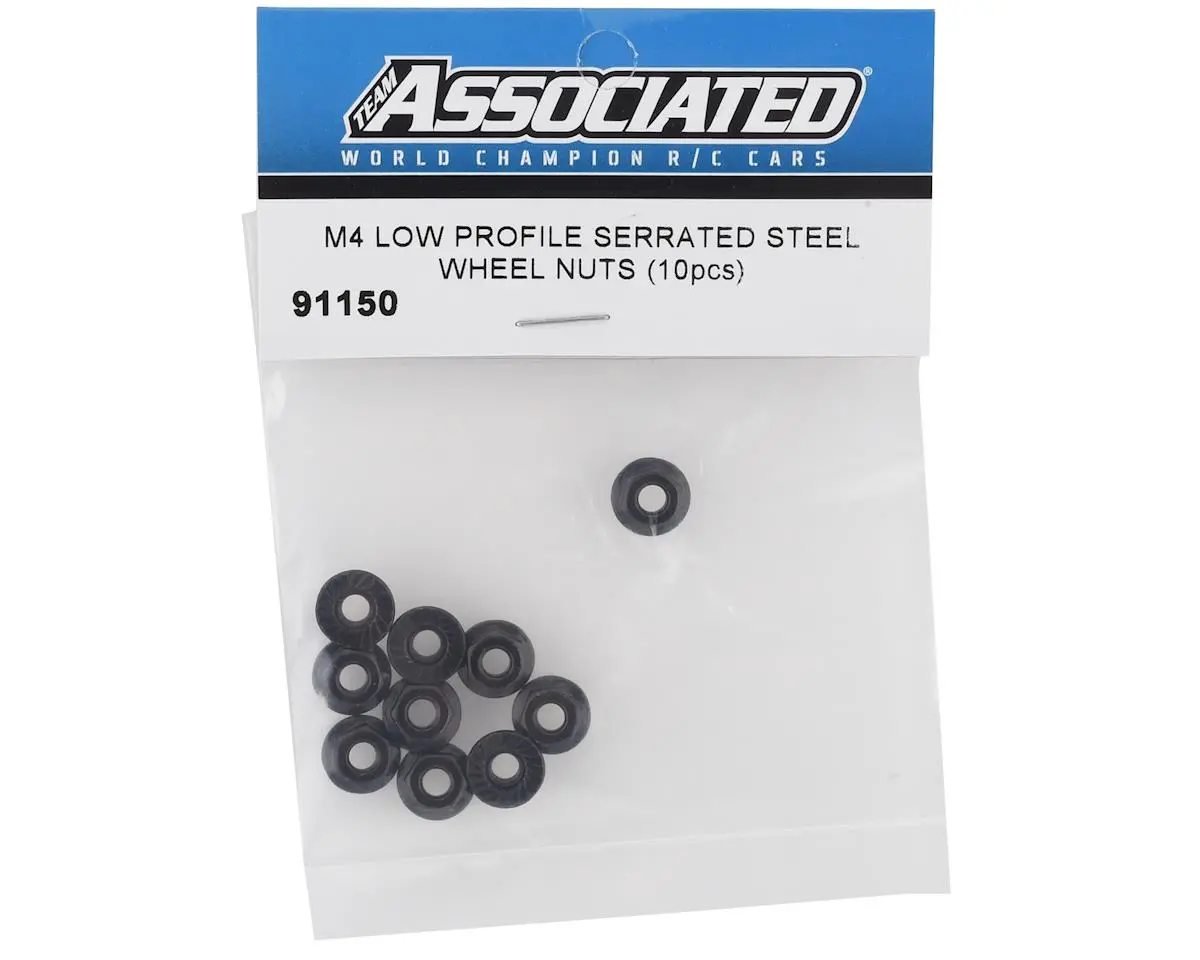 Team Associated M4 Low Profile Serrated Steel Wheel Nuts (10) 1