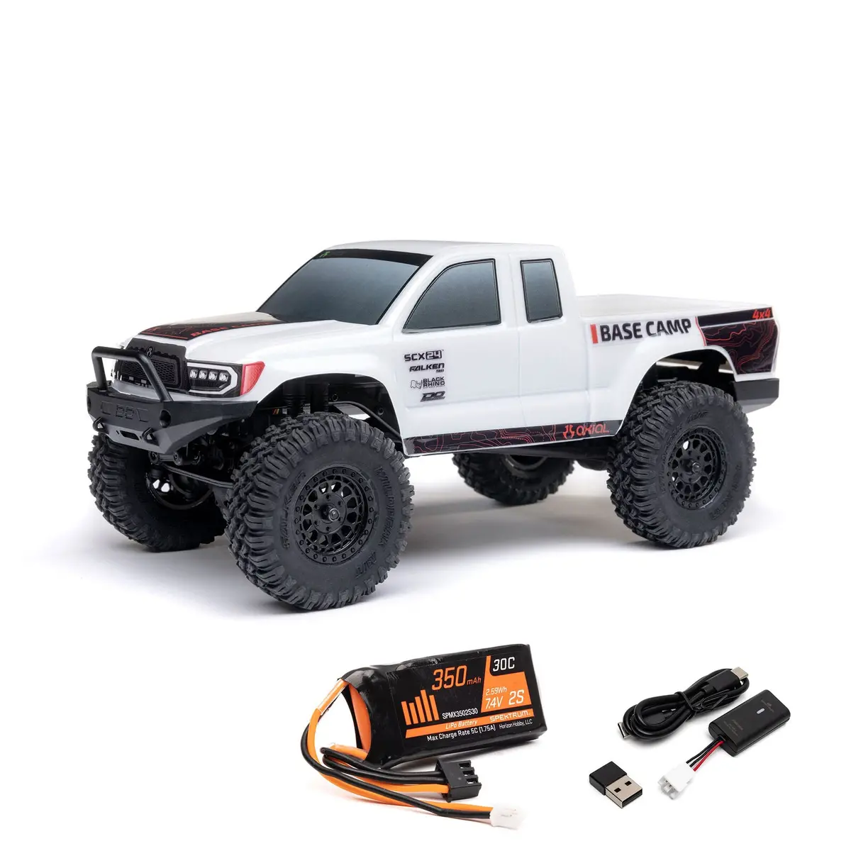 Axial 1/24 Scx24 Base Camp 4Wd Rock Crawler Brushed Rtr With Battery & Charger, White 1