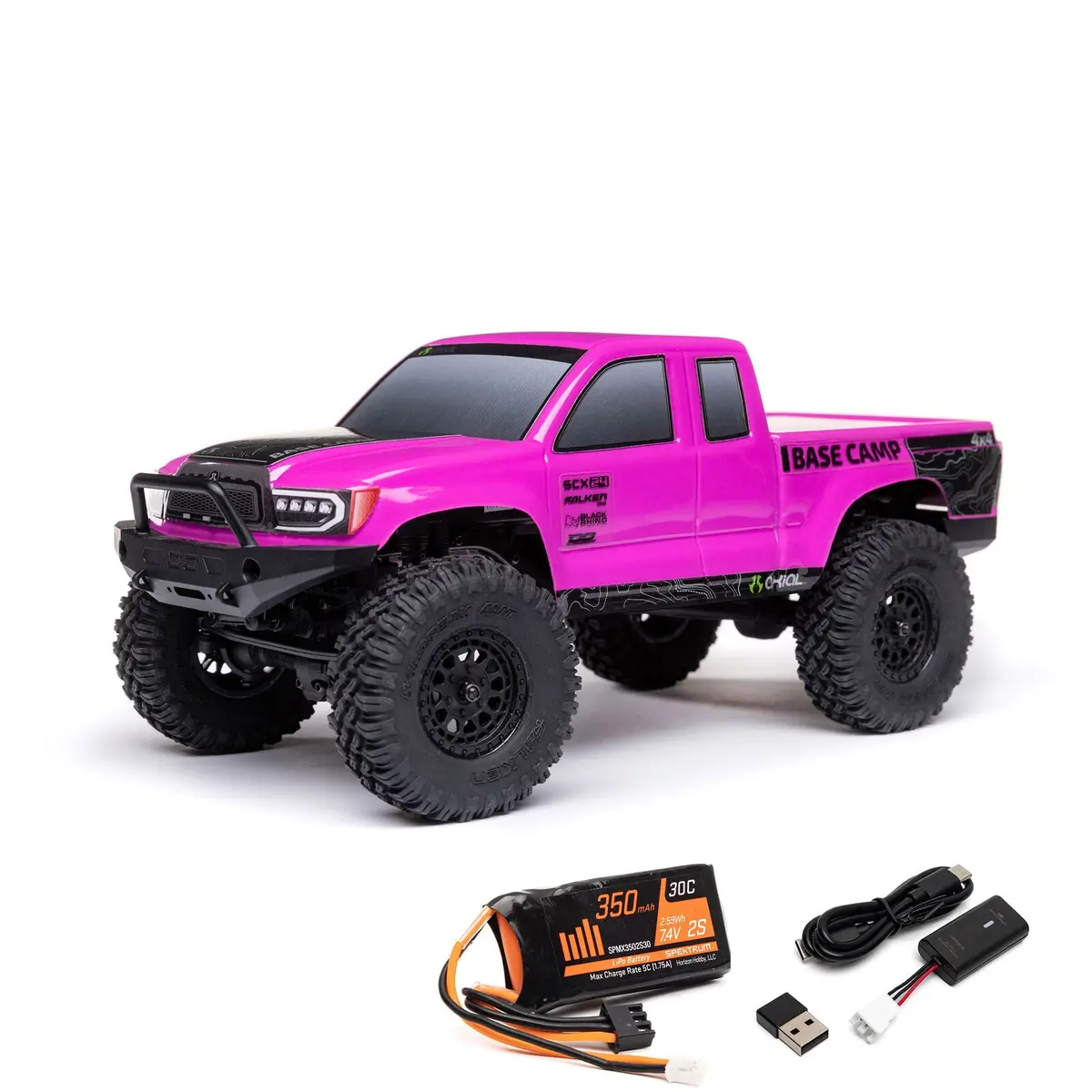 1/24 Scx24 Base Camp 4Wd Rock Crawler Brushed Rtr With Battery & Charger, White 1