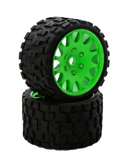 Power Hobby - Scorpion Belted Monster Truck Tires / Wheels W 17Mm Hex (2) Sport-Green 2
