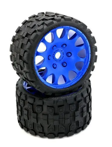 Power Hobby - Scorpion Belted Monster Truck Tires / Wheels, 17Mm Hex (2) Sport-Blue 2