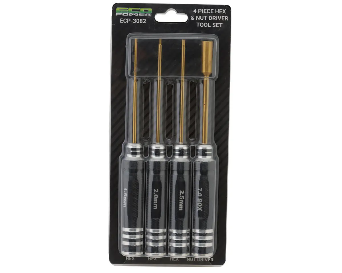 Ecopower 4-Piece Metric Hex & Nut Driver Tool Set (1.5, 2.0, 2.5Mm Hex Drivers/7Mm Nut Driver) 1