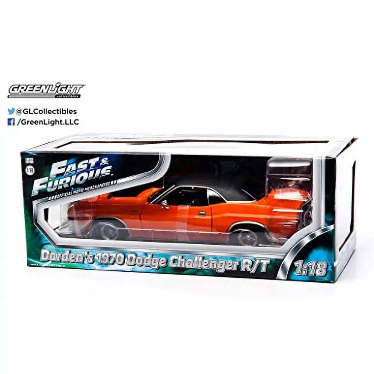 1:18 Greenlight Fast & Furious Darden's 1970 Dodge Challenger R/T Orange Diecast 1