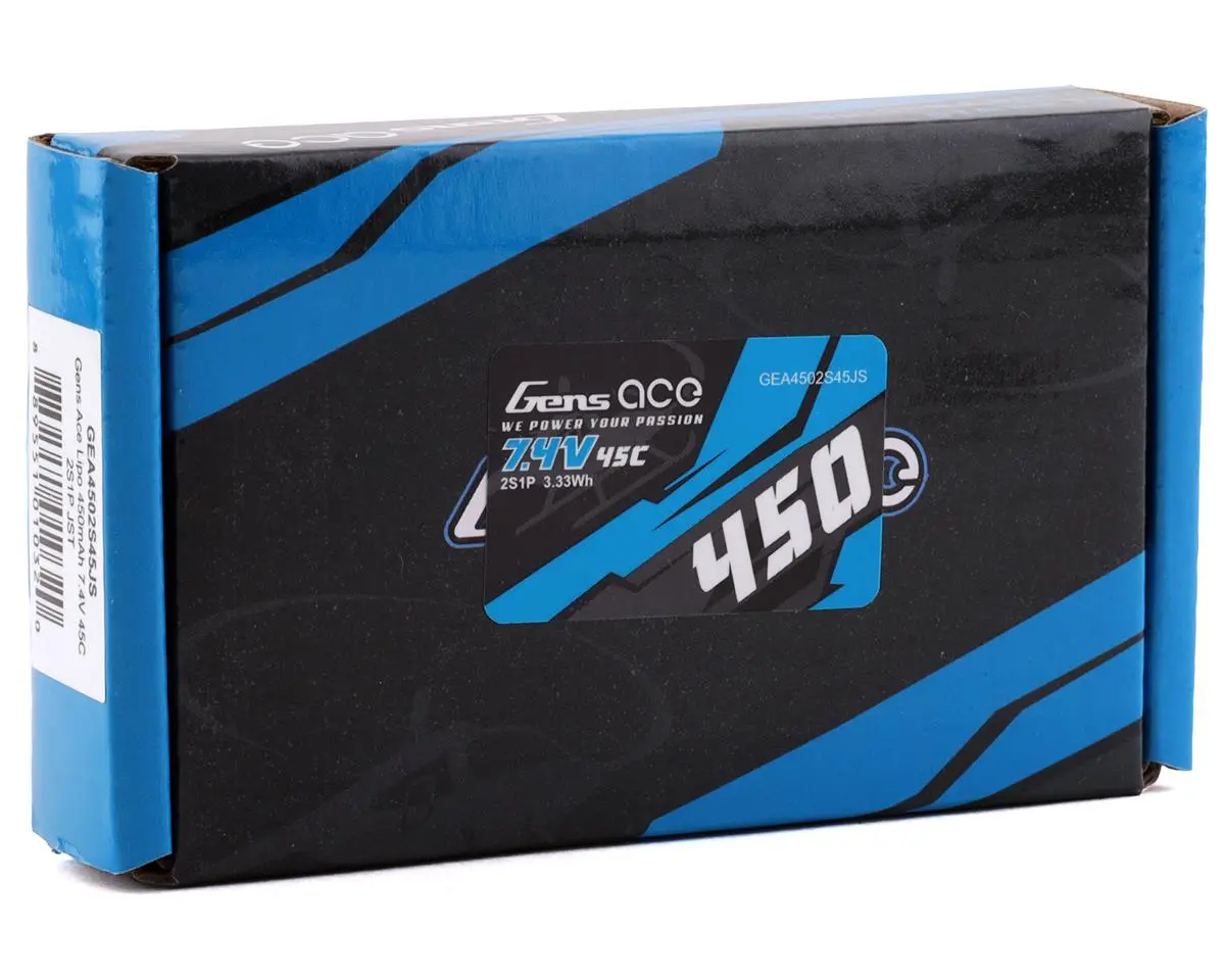 Gens Ace 2S Lipo Battery 45C (7.4V/450Mah) W/Jst Connector 1