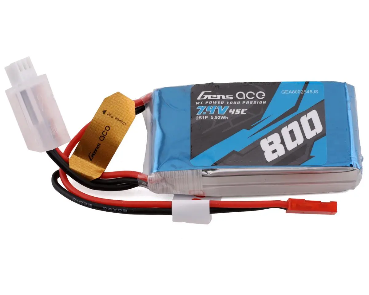 Gens Ace 2S Lipo Battery 45C (7.4V/800Mah) W/Jst Connector 1