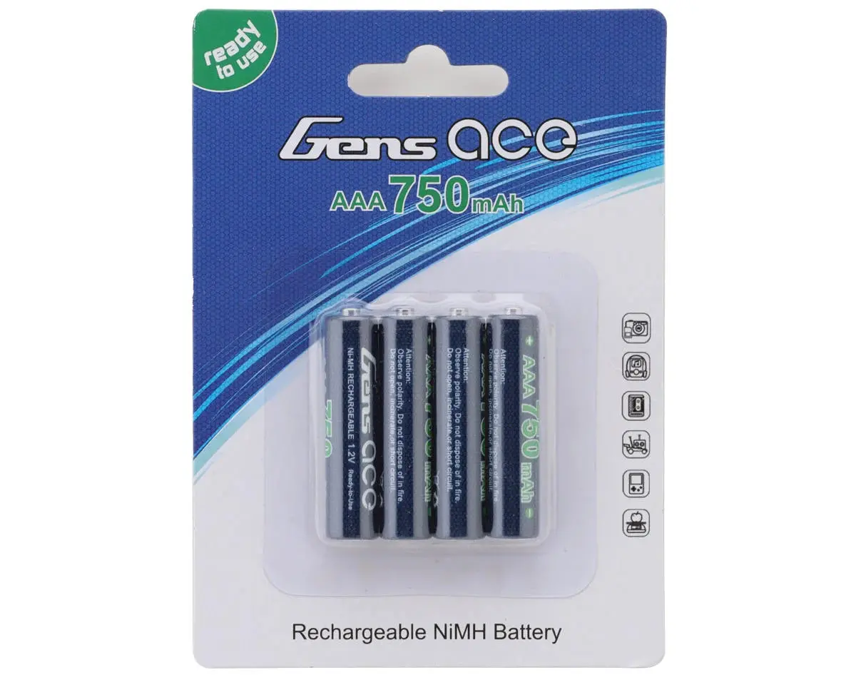 Gens Ace High Power Rechargeable Aaa Nimh Battery (1.2V/750Mah) (4) (Mini-Z) 1