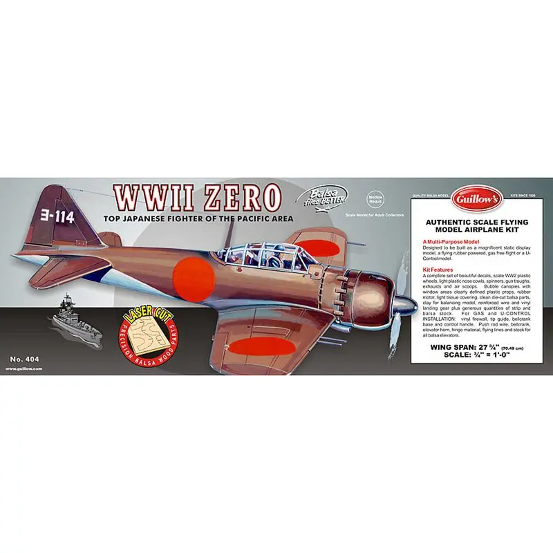 1/16 Mitsubishi Zero Laser Cut Kit, 27.75" 1